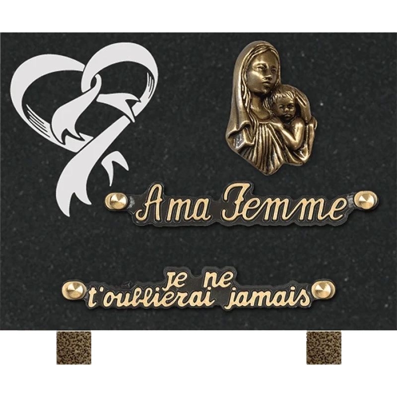 Plaque funéraire granit Vierge Enfant 20x15 cm (petit) Plaque funéraire granit Vierge Enfant 20x15 cm (petit)