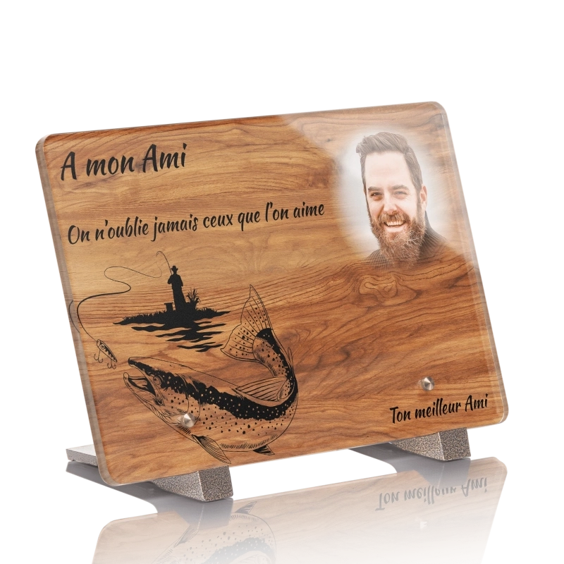 Plaque Funéraire Bois Chêne Pêche 2 Plaque Funéraire Bois Chêne Pêche 2
