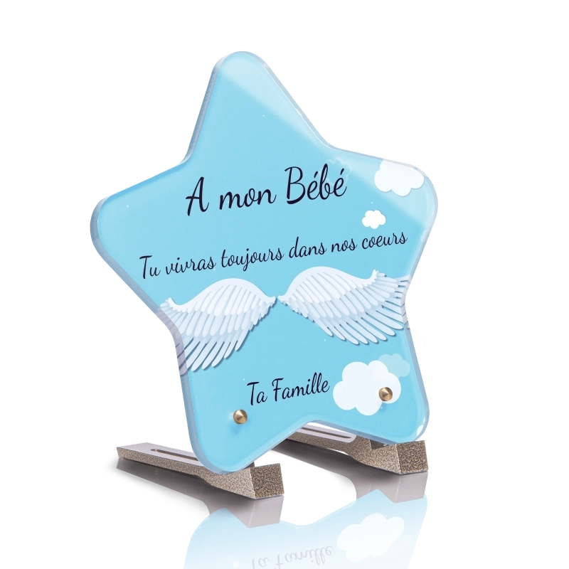 Plaque Tombale Bébé avec ailes Etoile Plaque Tombale Bébé avec ailes Etoile