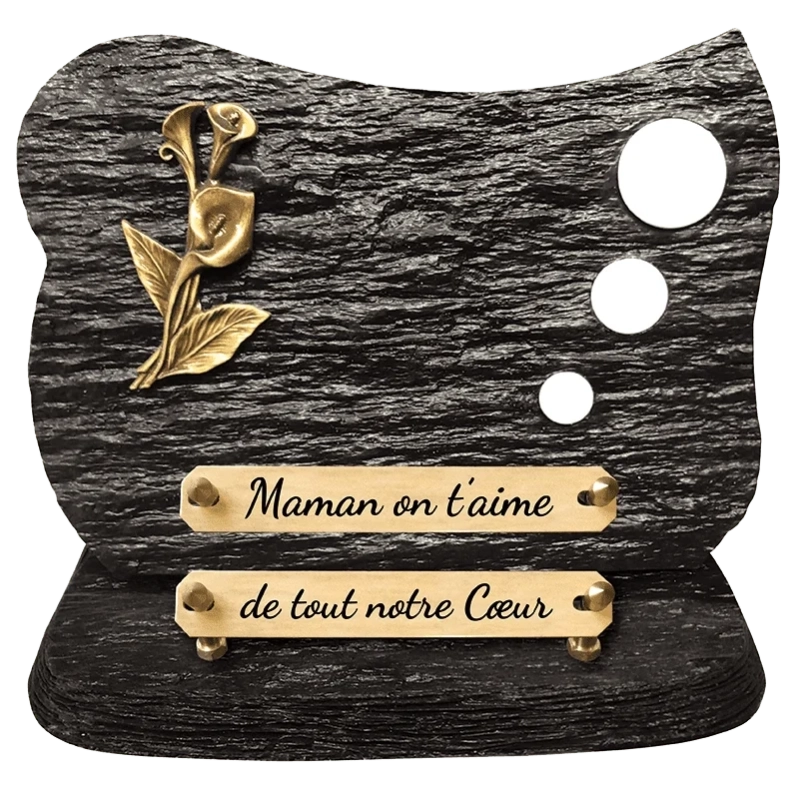 Plaque Funéraire Fleurs Arum 2 en Schiste Acrylate Plaque Funéraire Fleurs Arum 2 en Schiste Acrylate