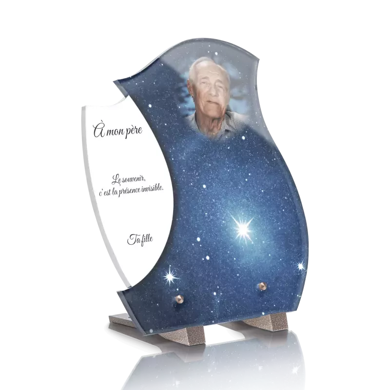 Plaque Funéraire Design Ciel Etoilé Eclairé