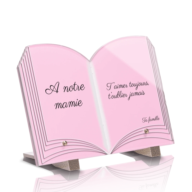 Plaque Décès Livre Fond Rose Plaque Décès Livre Fond Rose
