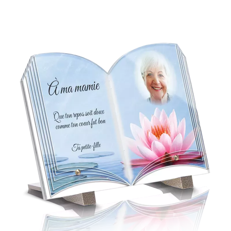 Plaque funéraire Livre Lotus et Nénuphar