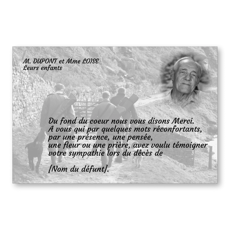 Carte de Remerciement Décès Chasse Carte de Remerciement Décès Chasse