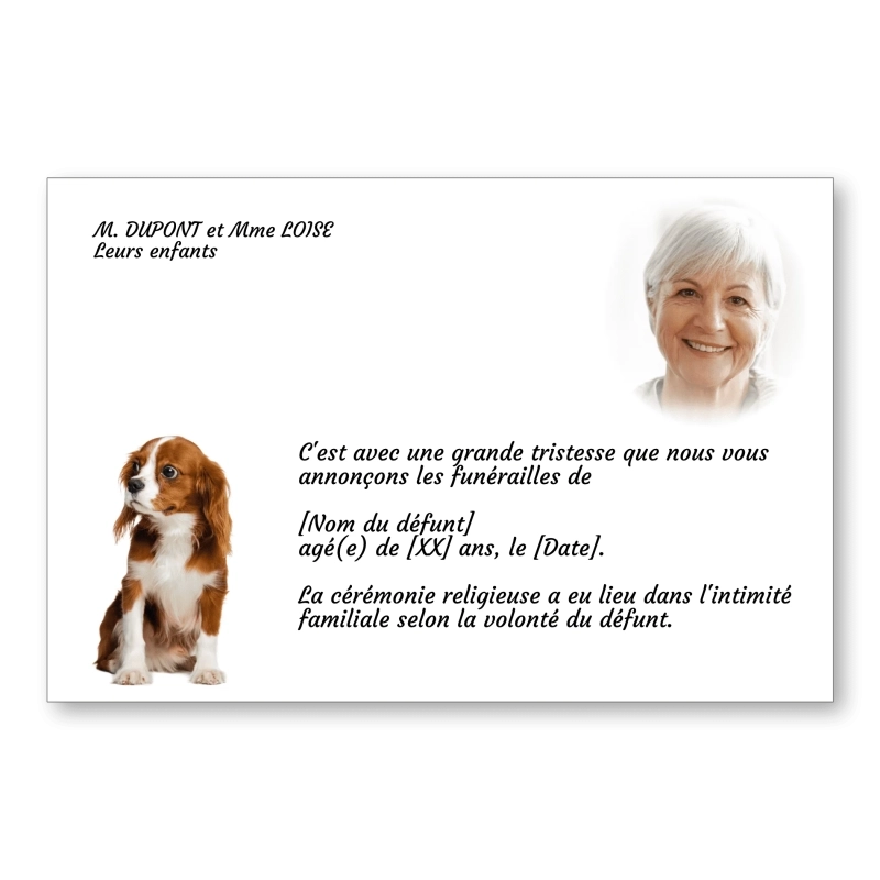 Faire part de Décès Chien Faire part de Décès Chien