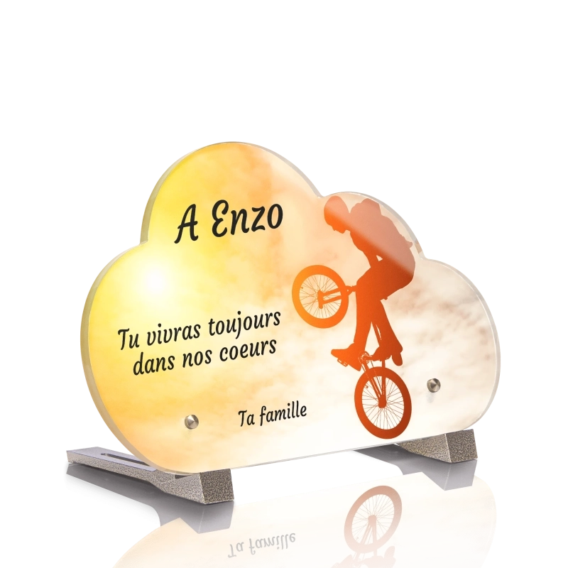 Plaque Funéraire Nuage Vélo BMX