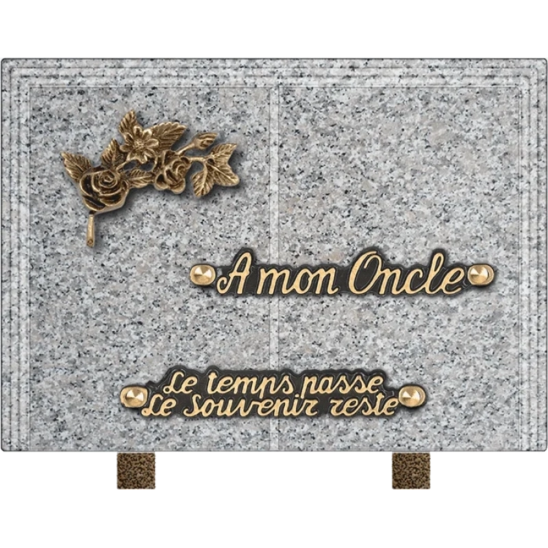 Plaque funéraire granit Livre Bouquet 25x18cm (moyen)