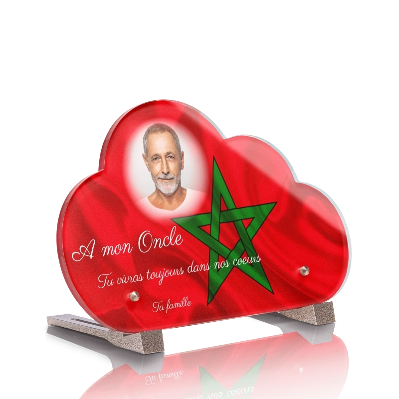 Plaque Funéraire Nuage Drapeau Maroc