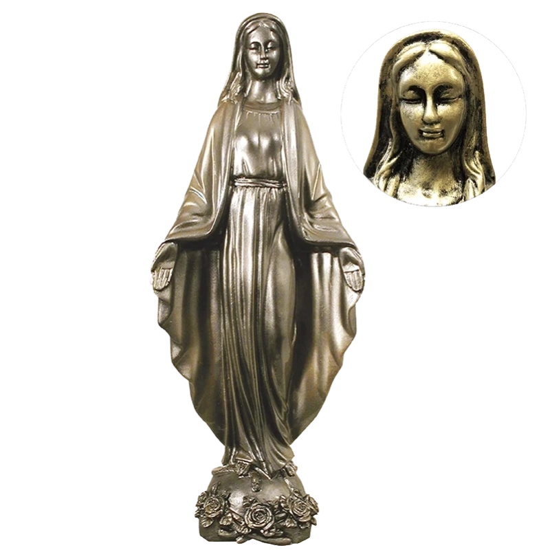 Ornement Funéraire Vierge Marie 38cm en Bronze Composite