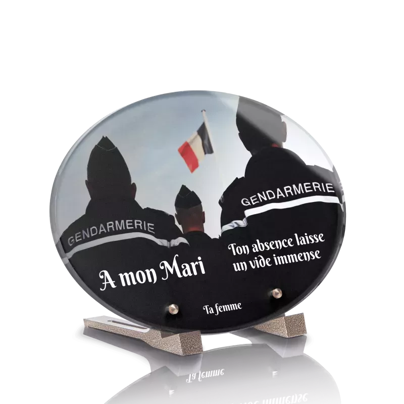 Plaque Funéraire Ovale Personnalisable - Motif Islam - Plexiglas 6 Mm - Tailles 30x20 Cm Ou 22,5x15 Cm - Fabriqué En France