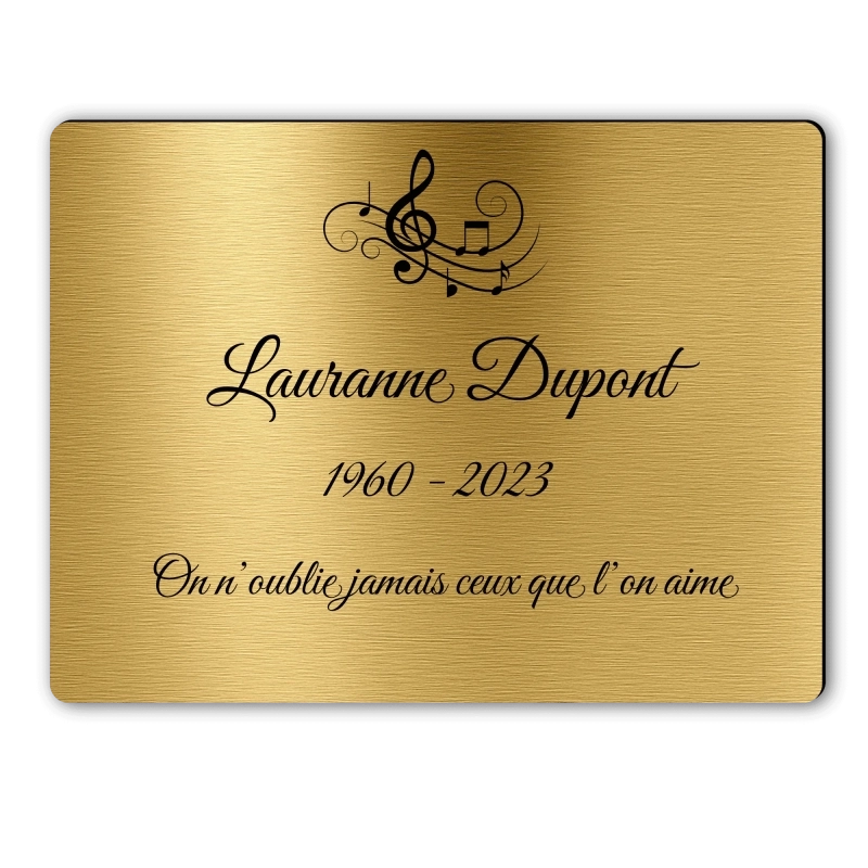 Plaque Funéraire Rectangle Gravée Note de musique Plaque Funéraire Rectangle Gravée Note de musique