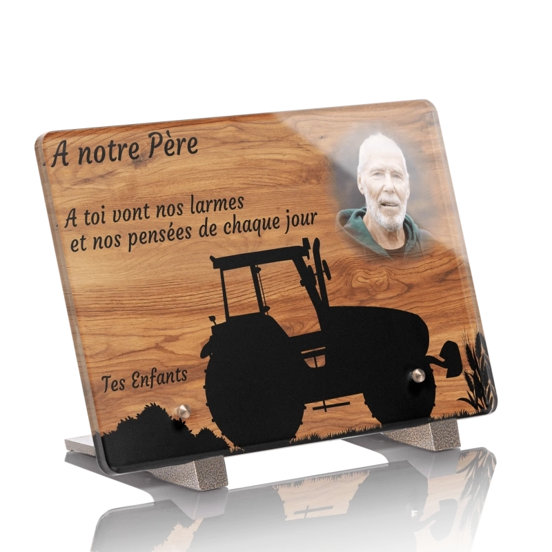 Plaque Funéraire Bois Chêne Tracteur Plaque Funéraire Bois Chêne Tracteur