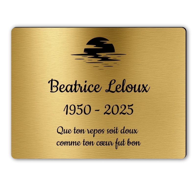 Plaque Funéraire Rectangle Gravée Couché de soleil Plaque Funéraire Rectangle Gravée Couché de soleil