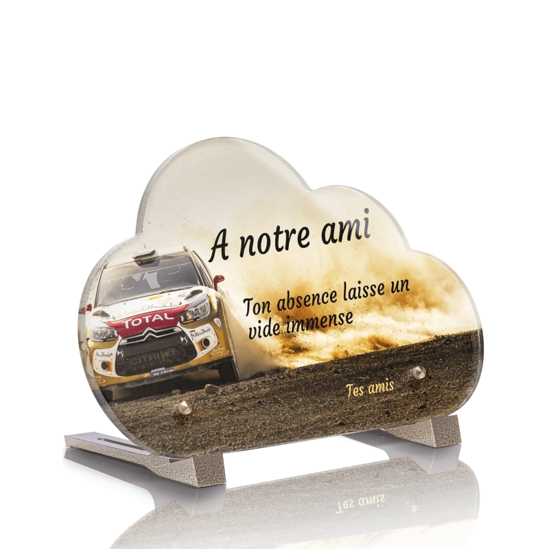Plaque Funéraire Nuage Voiture de course Plaque Funéraire Nuage Voiture de course