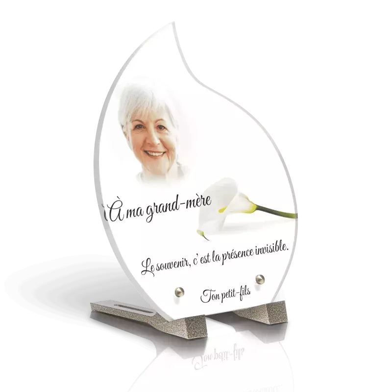 Plaque Funéraire Goutte Fleur Arum