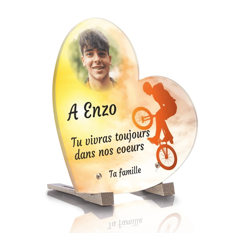 Plaque Funéraire Coeur Vélo BMX Plaque Funéraire Coeur Vélo BMX