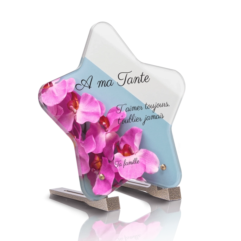 Plaque Funéraire Etoile Orchidée Rose