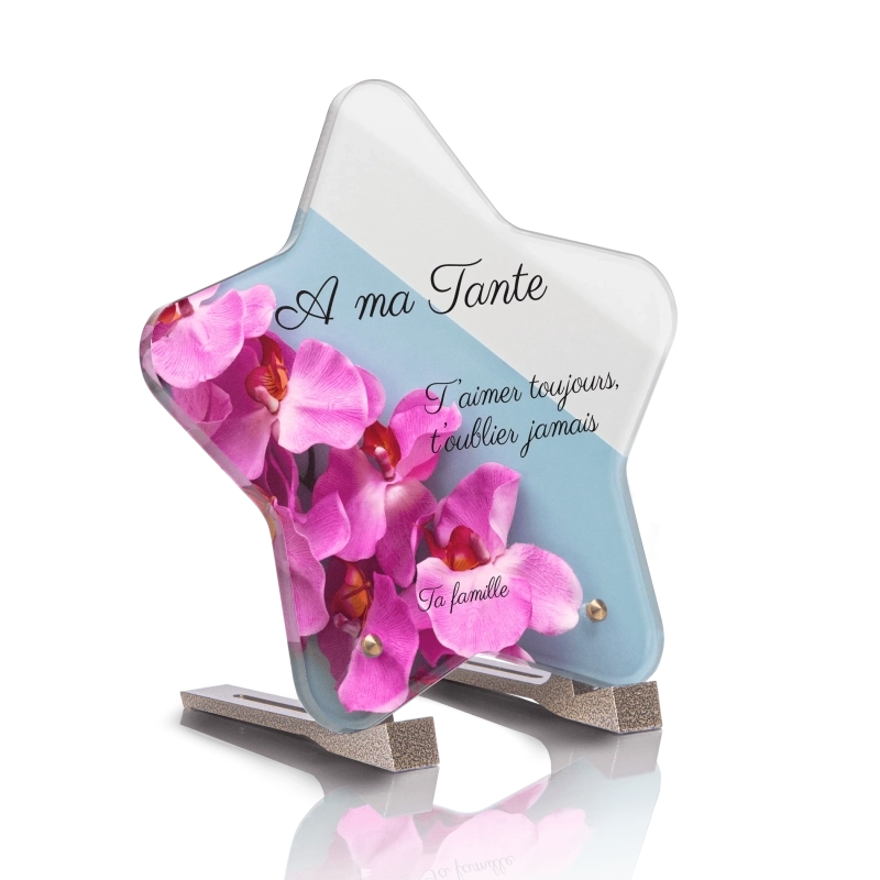 Plaque Funéraire Etoile Orchidée Rose Plaque Funéraire Etoile Orchidée Rose