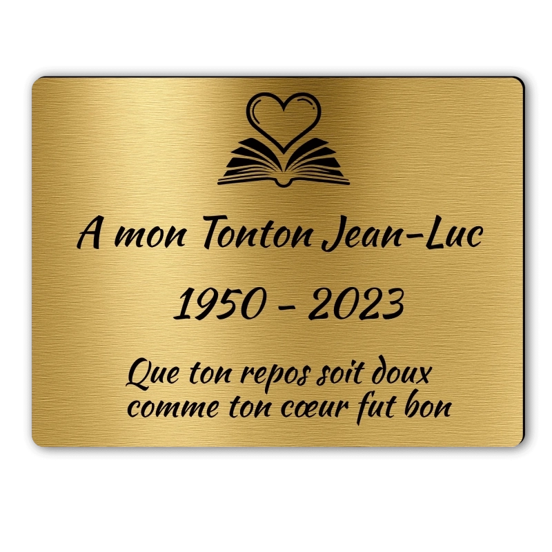 Plaque Funéraire Rectangle Gravée Coeur Livre Plaque Funéraire Rectangle Gravée Coeur Livre