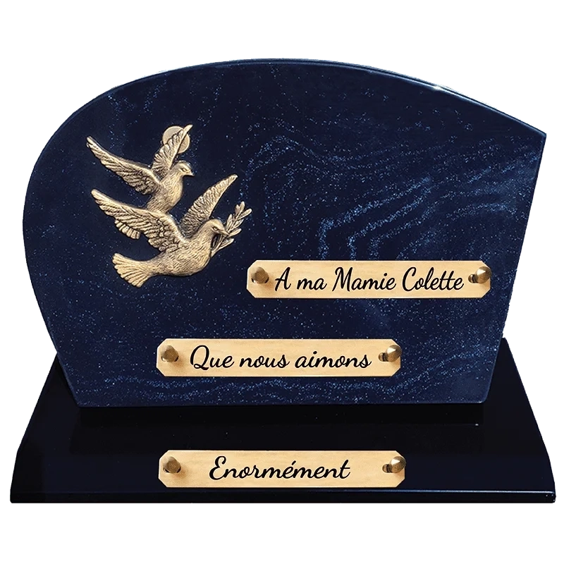 Plaque Funéraire 2 Colombes Pailleté en Granit Acrylate Plaque Funéraire 2 Colombes Pailleté en Granit Acrylate
