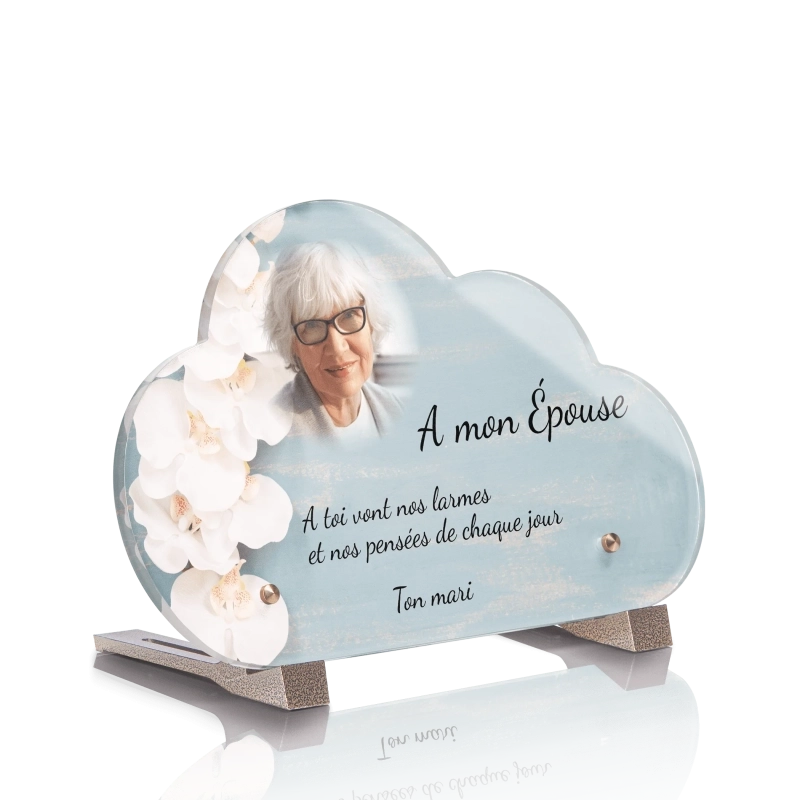 Plaque Funéraire Nuage Orchidée Blanche Plaque Funéraire Nuage Orchidée Blanche