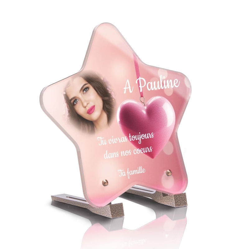 Plaque Funéraire Etoile Coeur Rose Plaque Funéraire Etoile Coeur Rose