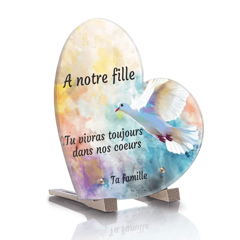 Plaque Funéraire Coeur Oiseaux Colombe Aquarelle Plaque Funéraire Coeur Oiseaux Colombe Aquarelle