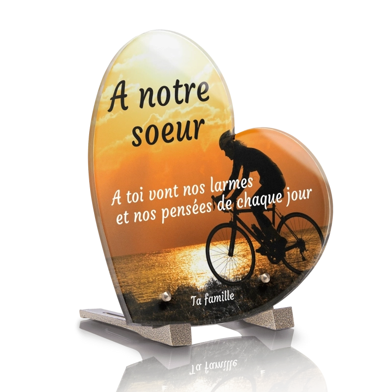 Plaque Funéraire Coeur Vélo