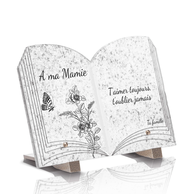 Plaque Funéraire Livre Papillon Monochrome Plaque Funéraire Livre Papillon Monochrome
