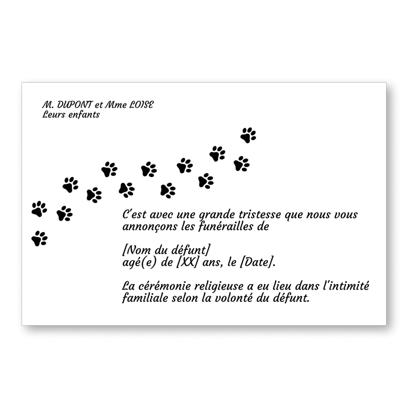 Faire Part de Décès Chiens