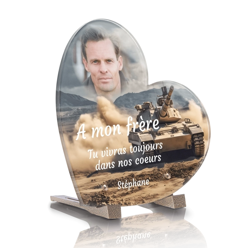 Plaque Funéraire Coeur Char Tank