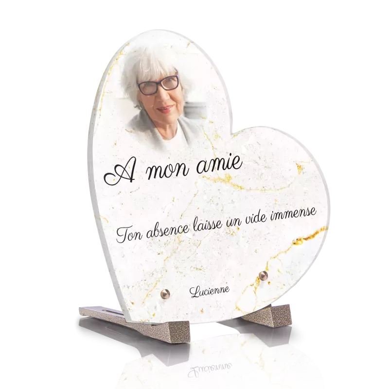 Plaque Funéraire Coeur Effet Marbre Doré 2 Plaque Funéraire Coeur Effet Marbre Doré 2