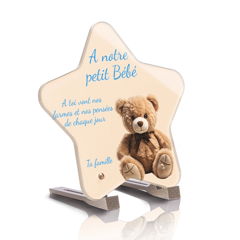 Plaque Funéraire Etoile Enfant Ourson Peluche Plaque Funéraire Etoile Enfant Ourson Peluche