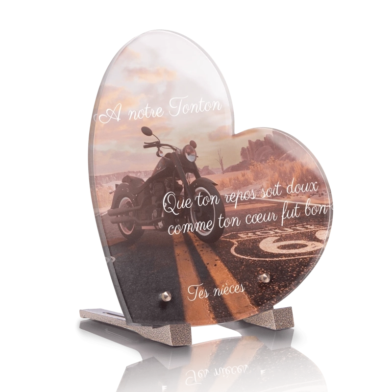 Plaque Funéraire Coeur Moto Harley