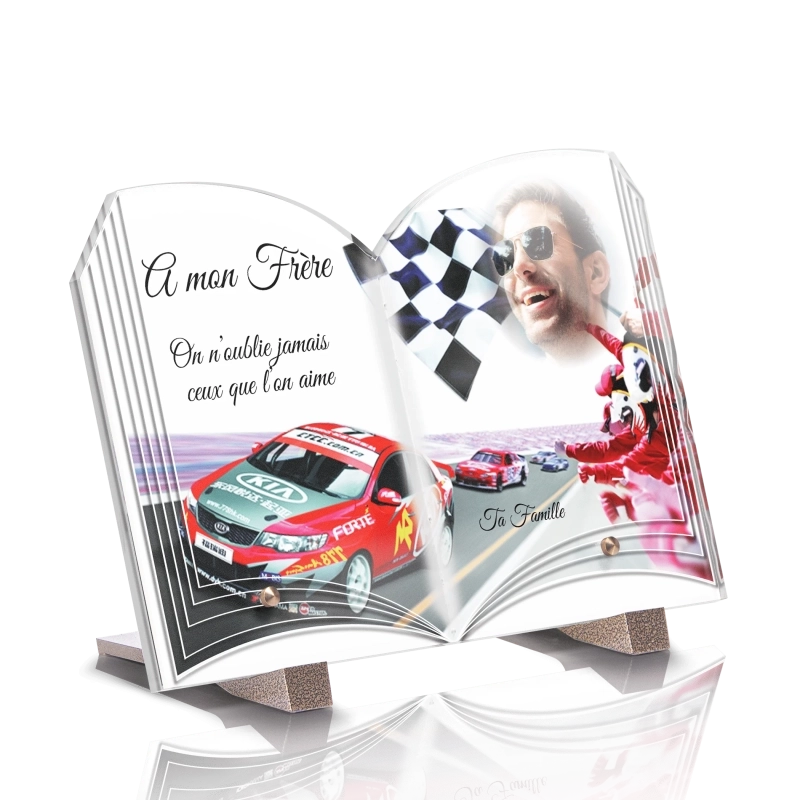 Plaque Tombale Voiture de course rouge Livre Plaque Tombale Voiture de course rouge Livre