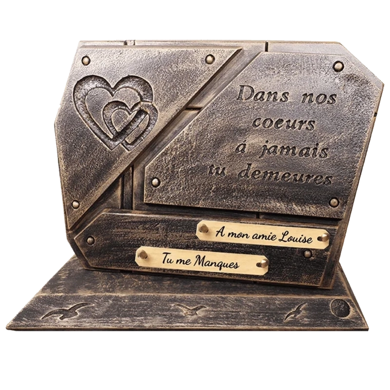 Plaque Funéraire Coeur Gravé 2 en Granit Acrylate Plaque Funéraire Coeur Gravé 2 en Granit Acrylate