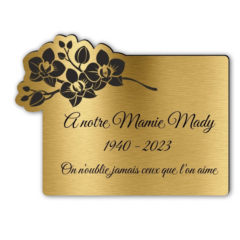 Plaque Funéraire Gravée Forme Orchidée