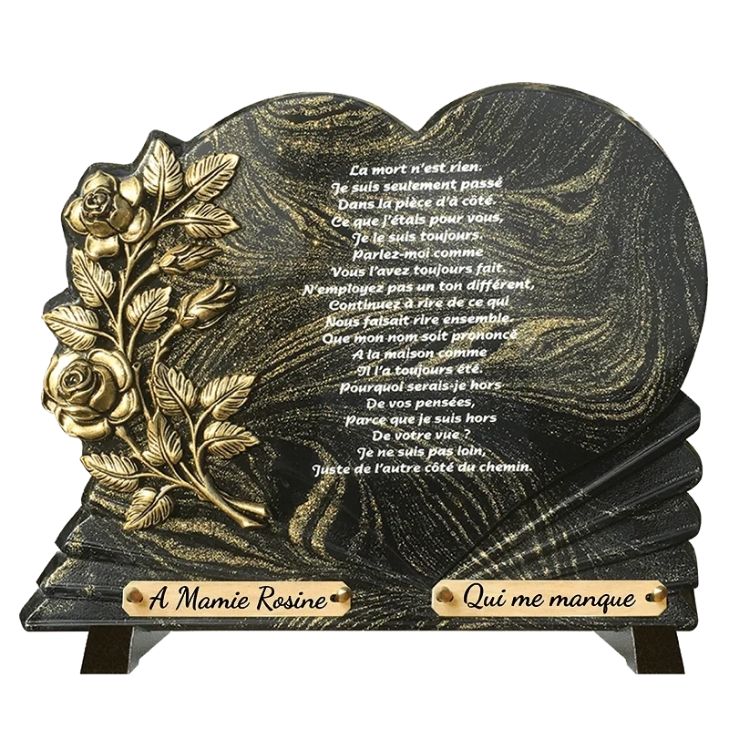 Plaque Funéraire Roses Pailleté or en Granit Acrylate Plaque Funéraire Roses Pailleté or en Granit Acrylate