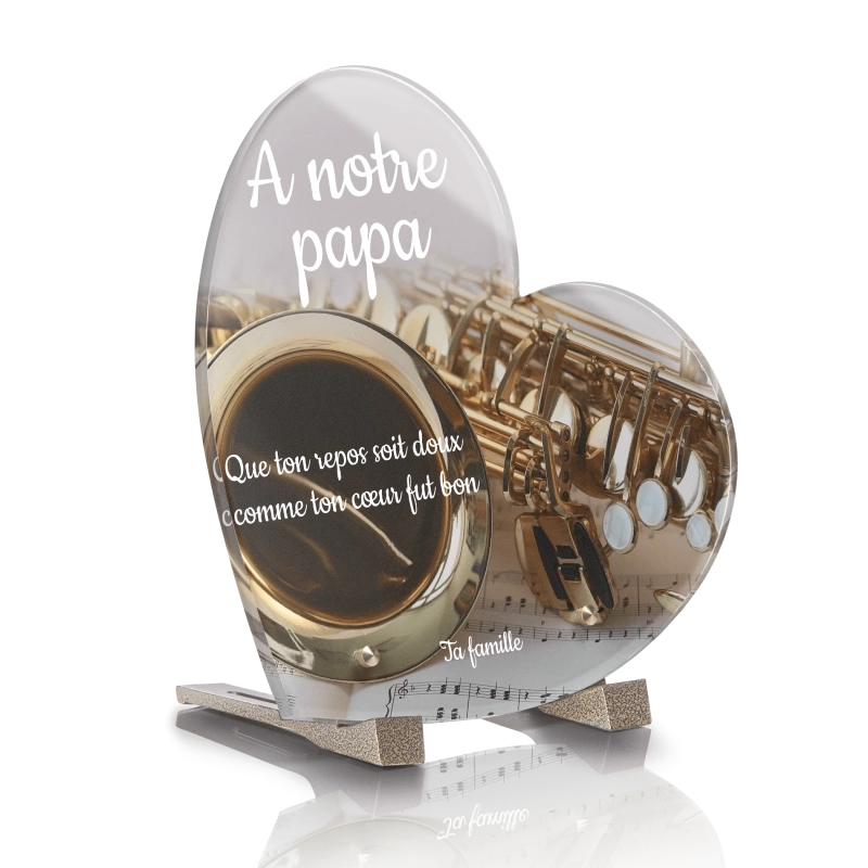 Plaque Funéraire Coeur Saxophone