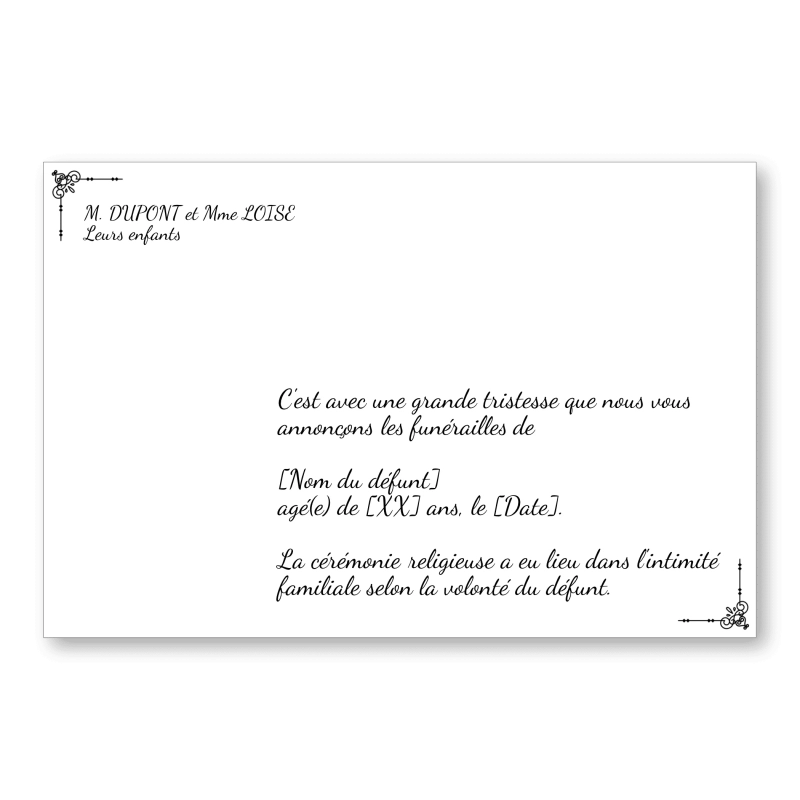 Faire part de Décès Ornements 2 Faire part de Décès Ornements 2