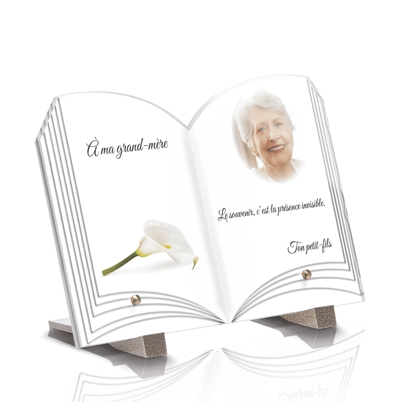 Plaque Funéraire Livre Fleur Arum Plaque Funéraire Livre Fleur Arum