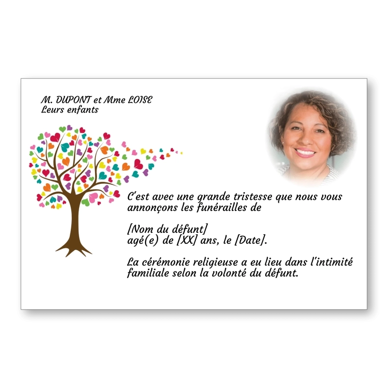 Faire Part de Décès Arbre de vie 2 Faire Part de Décès Arbre de vie 2