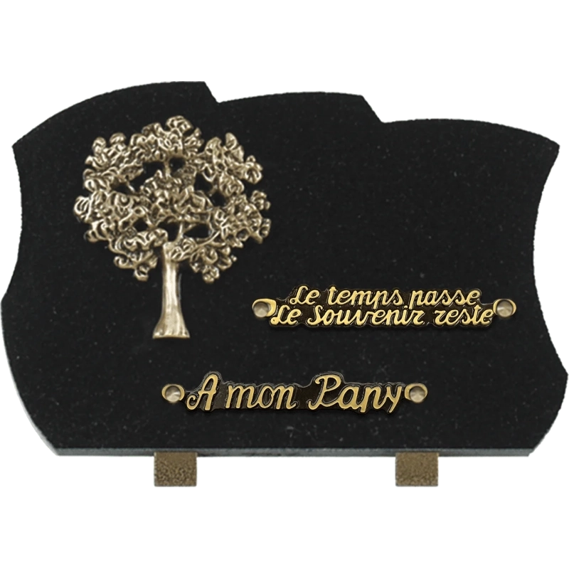 Plaque funéraire granit Forme Arbre 30x20cm (Standard)