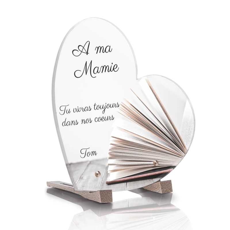 Plaque Funéraire Coeur Livre Ouvert