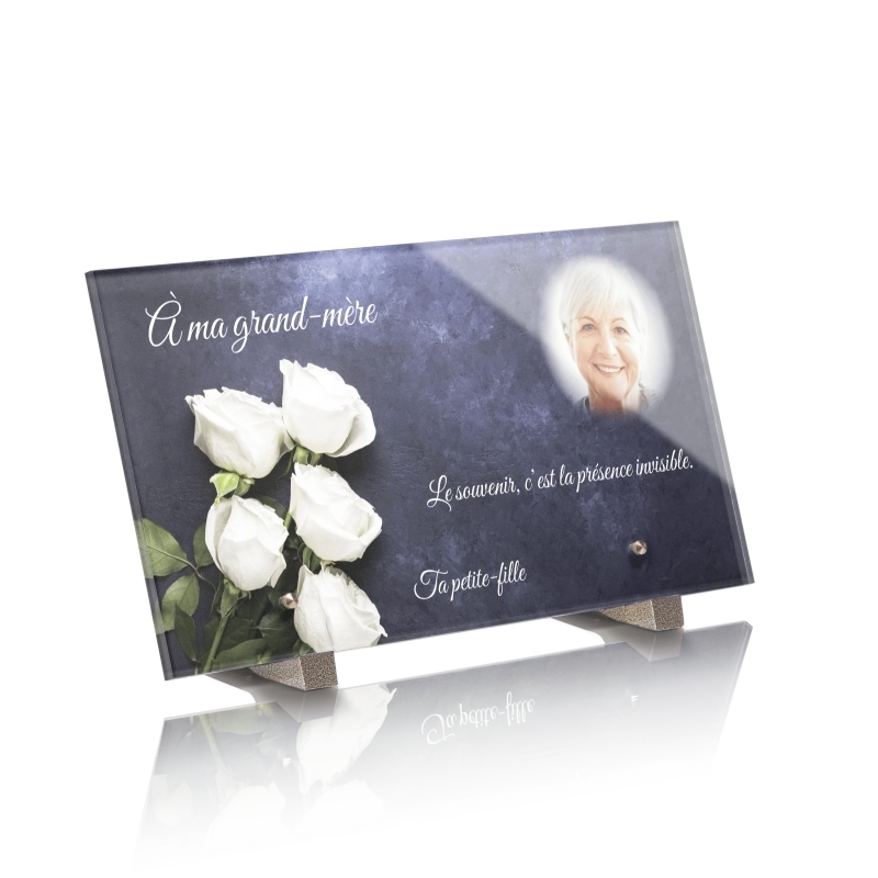 Plaque Funéraire Panoramique Rose Blanche Marbre Plaque Funéraire Panoramique Rose Blanche Marbre