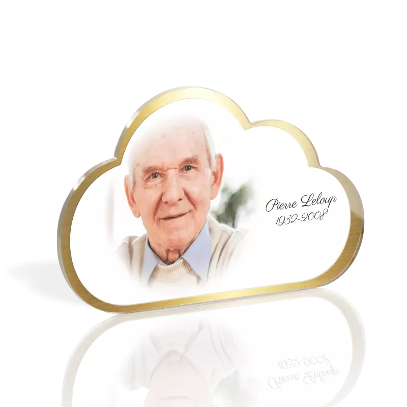 Médaillon Funéraire Nuage Cadre Doré Médaillon Funéraire Nuage Cadre Doré