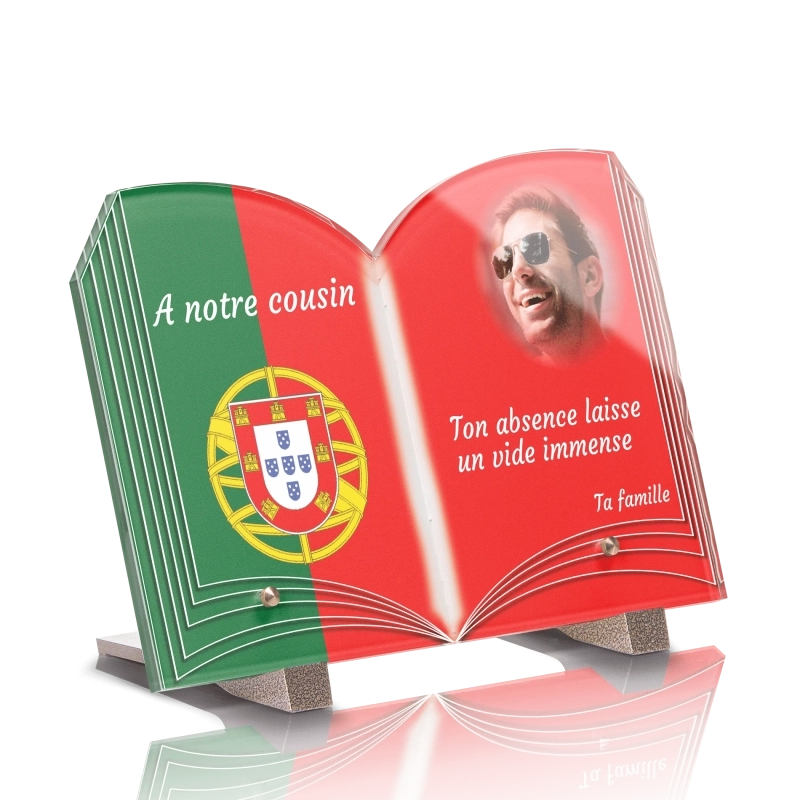 Plaque Funéraire Livre Drapeau Portugal