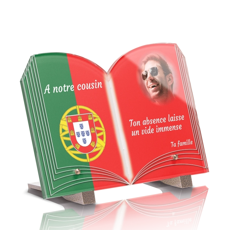 Plaque Funéraire Livre Drapeau Portugal Plaque Funéraire Livre Drapeau Portugal