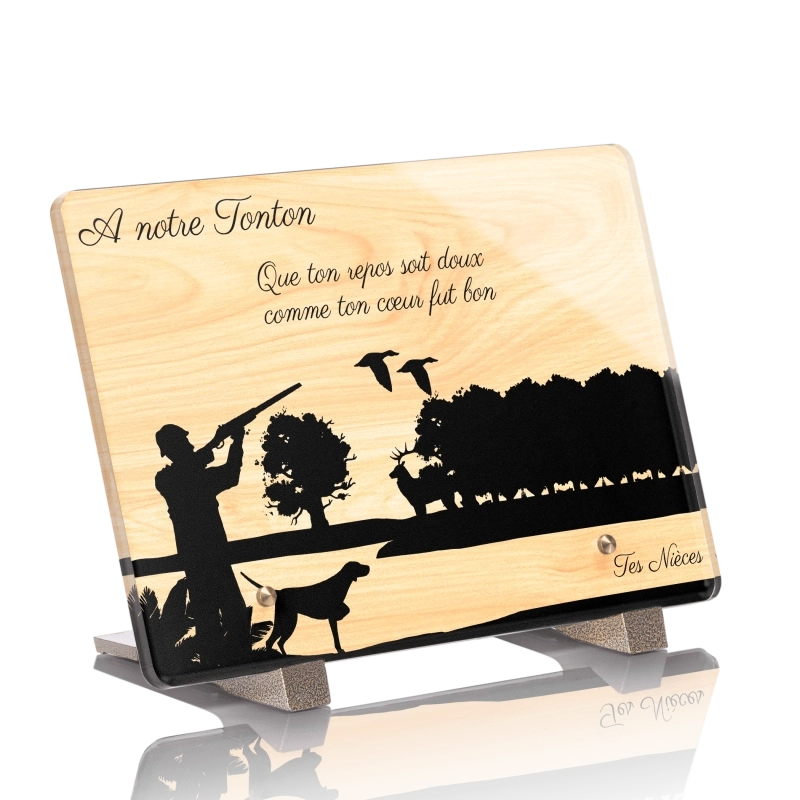 Plaque Funéraire Bois Érable Chasse 2 Plaque Funéraire Bois Érable Chasse 2