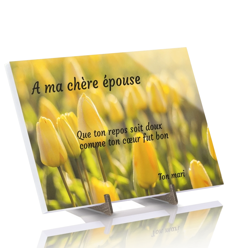 Plaque Funéraire Tulipes en Pierre Acrylate